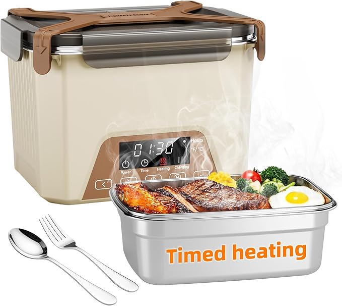 Cordless Electric Lunch Box for Adults, Heated Lunch Box 20000 mAh Battery Powered with Automatic Heating, 1.2L Portable Food Warmer, BPA Free