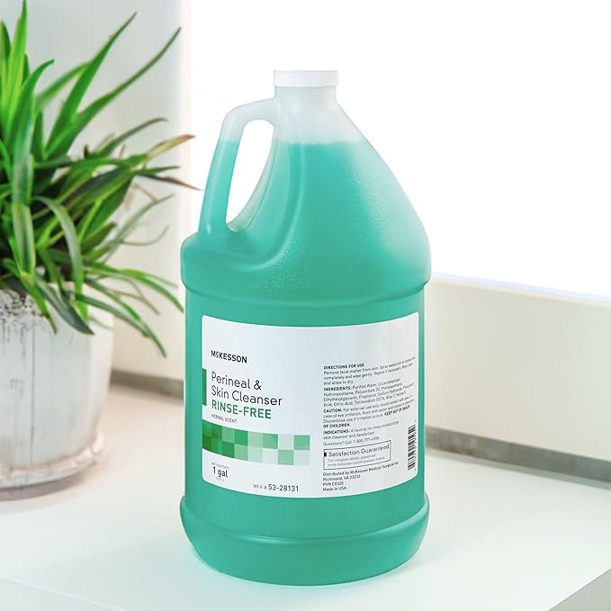McKesson Perineal Skin Cleanser, 1 Gallon [Pack of 4] Rinse-Free Body Wash for Incontinence or Ostomy Care, Herbal Scent
