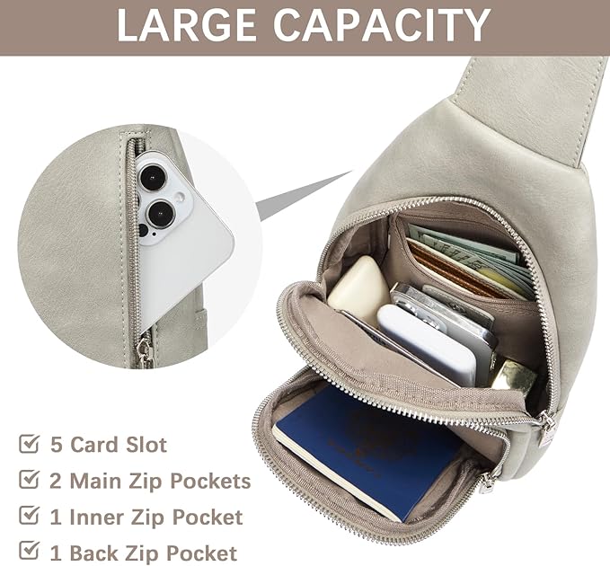 BOSTANTEN Sling Bag for Women Leather Crossbody Bag Vintage Cross Body Purse for Travel with Guitar Strap, Bohemian Style