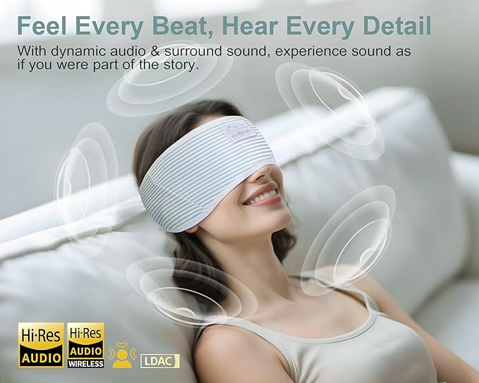 MUSICOZY Sleep Headphones Bluetooth 5.4 Headband, Wireless Earphones Sweat Resistant Earbuds with Ultra-Thin HD Stereo Speaker for Workout Running(White Green)