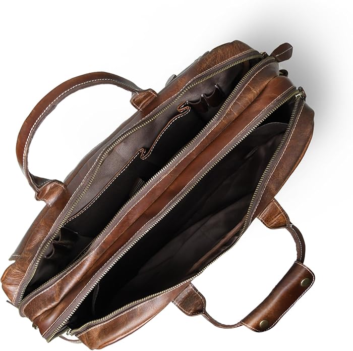 Messenger Bag For Men, 16 Inch Laptop Bag, Vintage Handmade Laptop Briefcase and Shoulder Bag for Men, Business Leather Satchel Bag for Office, Work, and Travel :