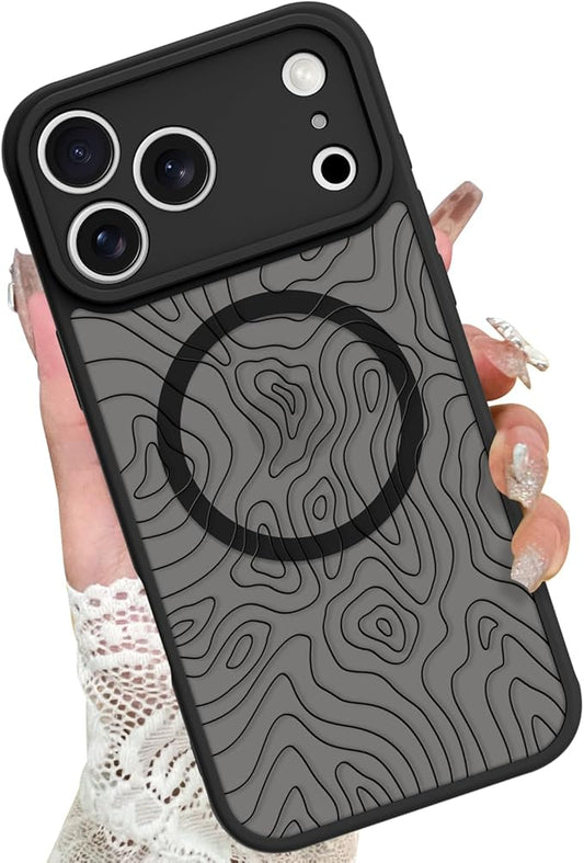 KANGHAR Case Compatible with iPhone 17 Pro Max Curly Line Pattern [Compatible with Magsafe] Cute Spiral Ripples Protective Magnetic Case for Girls Women Men 6.9"