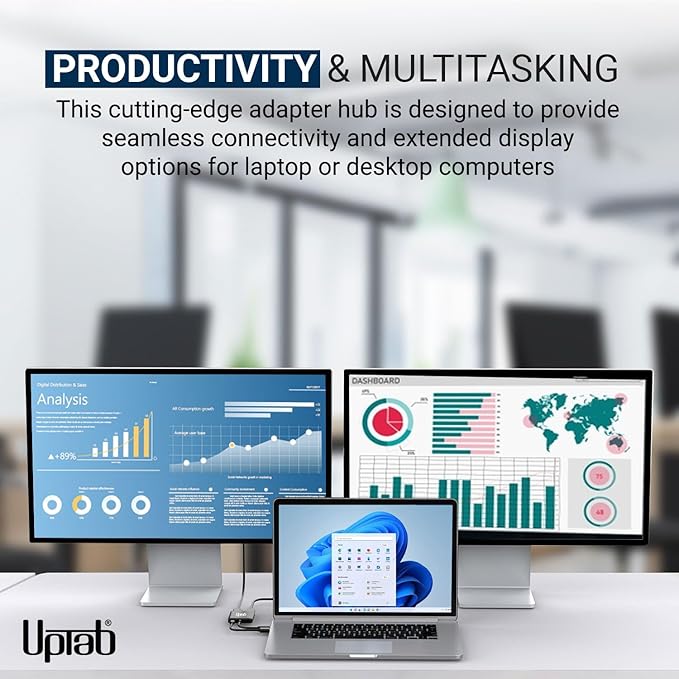 USB C to Dual DisplayPort Adapter Hub, Extended Dual 4K 60Hz Display Port Multi Monitors Splitter for Thunderbolt 3/4 and USB4 Compatible Dell XPS 13 15, Lenovo Yoga, Samsung Chromebook, HP, and More