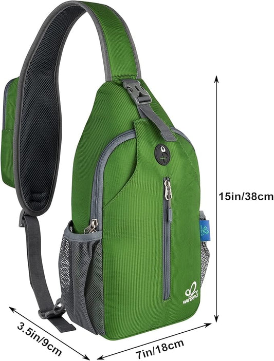 WATERFLY Crossbody Sling Backpack Sling Bag Travel Hiking Chest Bag Daypack