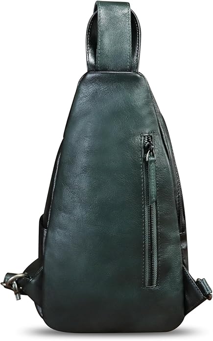 Genuine Leather Silng Bag for Men and Women Vintage Leather Sling Backpack Purse Shoulder Crossbody Bag Chest Bag