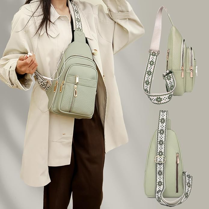 Leather Sling Bag for Women,Travel Small Sling Bag Crossbody Bags for Women-Vegan Leather Fanny Pack Crossbody Bags