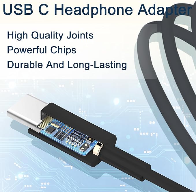 2 Pack USB-C to 3.5 mm Headphone Jack Adapter, Aux Audio Dongle Cable Compatible with iPhone 15 Series and More Type-C Devices, Black