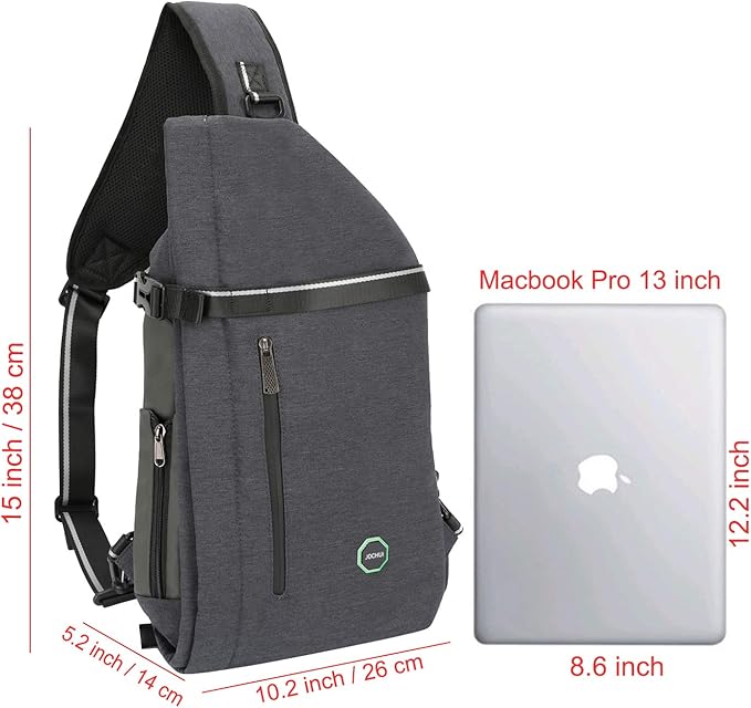 Large Sling Bag Laptop Backpack Cross Body Messenger Bag Shoulder Travel Rucksack (B-Dark Gray)