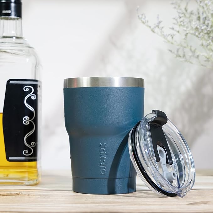 BJPKPK Tumbler With Handle 10 oz Stainless Steel Double Wall Insulated Tumbler Cups With Lid And Straw,Black