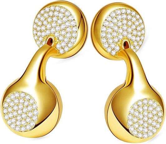 JewelPods H01 Wireless Earbuds, Pretty Bluetooth Headphones for Small Ears, Teardrop Design Metal Earbuds with Premium Sound, AI Clear Call & 72H Play, Unique Gift for Her, Yellow Gold