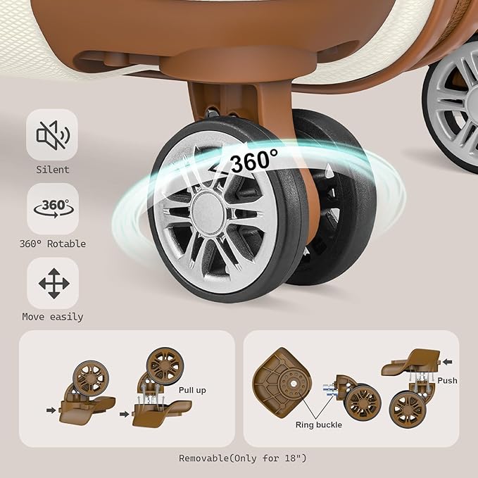 Melalenia Luggage Sets 3 Piece, Hard Shell Carry on Suitcase with Spinner Wheels and TSA Lock, Travel Lightweight Luggage Set for Women, Beige Brown