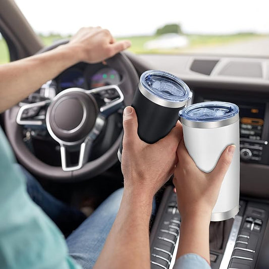 20oz Tumbler Bulk Stainless Steel Tumblers with Lid Vacuum Insulated Double Wall Travel Coffee Mug Powder Coated Tumbler Cup for Hot and Cold Drinks(White, 12 pack)