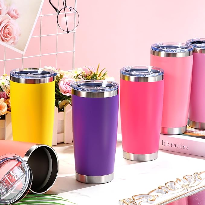 Sieral 36 Packs Stainless Steel Tumbler Bulk with Lid Vacuum Double Wall Insulated Travel Coffee Mug Powder Coated Tumbler Cup for Graduation Wedding Christmas Birthday Party(Warm Color, 20 oz)