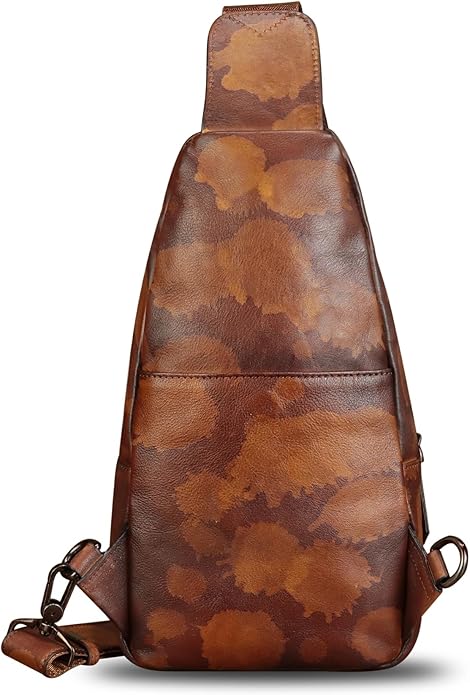 Genuine Leather Sling Bag for Women and Men Vintage Handmade Leather Sling Backpack Fashion Crossbody Bag Chest Purse