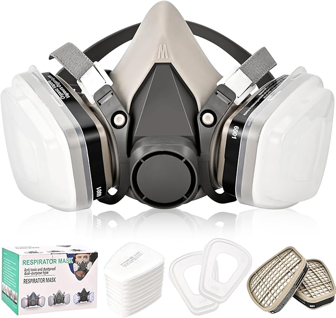 Reusable Half Face Cover - 6200 Respirator Mask, Gas Mask for for Painting, Woodworking, Construction, Sanding, Spraying, Chemicals, DIY etc