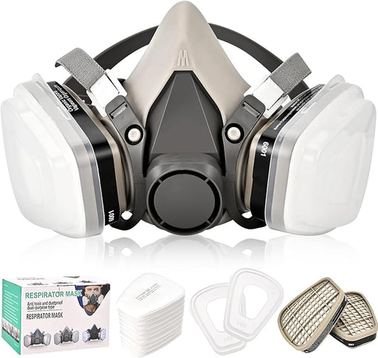 Reusable Half Face Cover - 6200 Respirator Mask, Gas Mask for for Painting, Woodworking, Construction, Sanding, Spraying, Chemicals, DIY etc