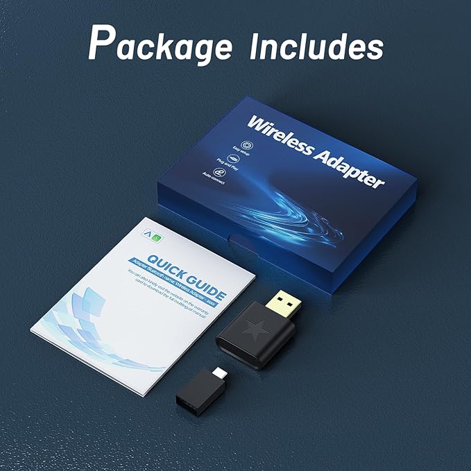 onffo Wireless CarPlay Adapter for iPhone and Android Auto, Convert Wired to Wireless Car Play Adapter for Apple iOS 10+/Android 10+