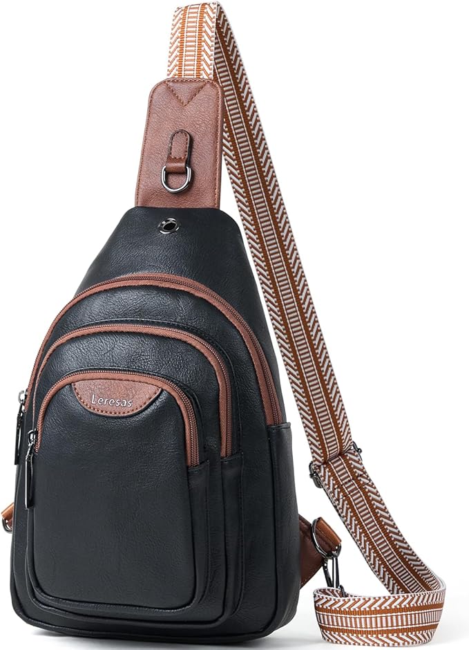 Crossbody Sling Bag for Women Men Anti Theft Cross Body Fanny Pack Belt Bag Purse Gifts for Women Faux Leather, Black Brown