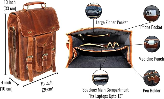 jaald Genuine Leather Messenger Bag Vintage Laptop Crossbody Bag Satchel Man Purse Shoulder Bag for man woman office bag