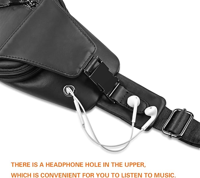 Leather Sling Bag Purse Chest Shoulder Backpack,Concealed Carry Crossbody Bags for Men Wander Plus Anti Theft Bag