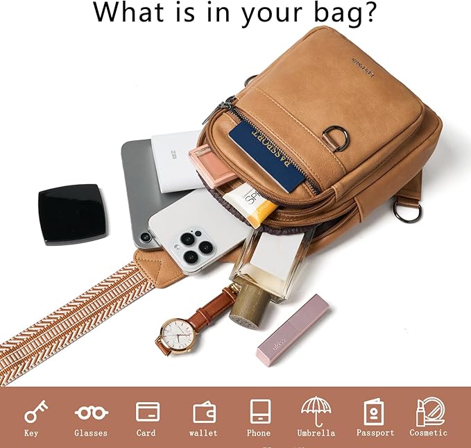 7L Sling Bag for Women Men Vegan Leather Crossbody Bags Fanny Pack Purse Backpack Over Shoulder Bag Travel Anti Theft