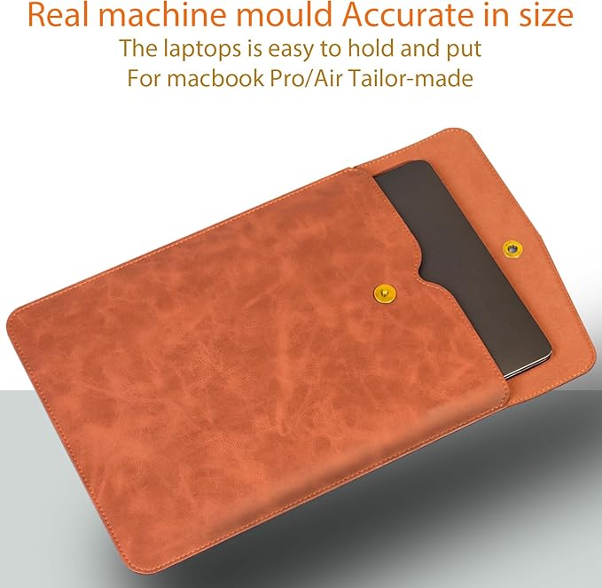 Genuine Leather Laptop Sleeve Compatible with MacBook Pro 14 Inch M4 M3 M2 Pro/Max 2023 & M1 Case,Slim and Durable Waterproof Vertical Laptops Bag for 14 Inch Notebook Computer Cover,Brown