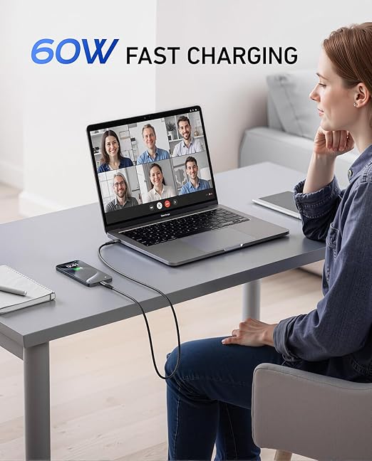 USBC to C Cable 10FT USB C Cables 60W, Long USB Type C Fast Charging Cable for Car Durable iPhone USB C Charger Cable USB C Cord for iPhone 17/16/15/Pro Max, Samsung Galaxy and More-Black