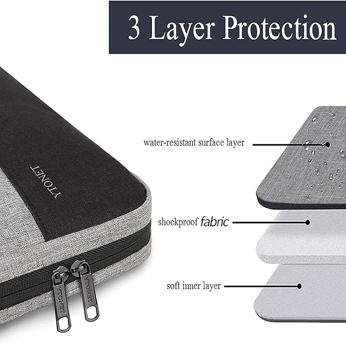 Ytonet Laptop Sleeve Case 17 17.3 Inch, Slim Water Resistant TSA Laptop Cover with Handle Protective Computer Carrying Case Compatible with HP Dell Lenovo Asus Notebooks, Grey