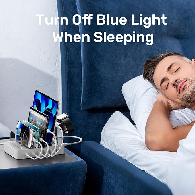 Unitek Multi USB Charging Station - 6 Port USB C Charging Dock with 2 PD 20W, Multiple Devices Charging Station Organizer for iPad, iPhone, iWatch, Samsung, Tablets and More