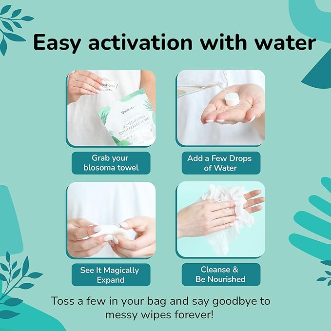 Eucalyptus and Mint Compressed Towel Tablets – Disposable Cotton, Instant Expandable water activated Face Towels, Travel-Friendly, Biodegradable Moisturizing Towels for Outdoors (Pack of 50)