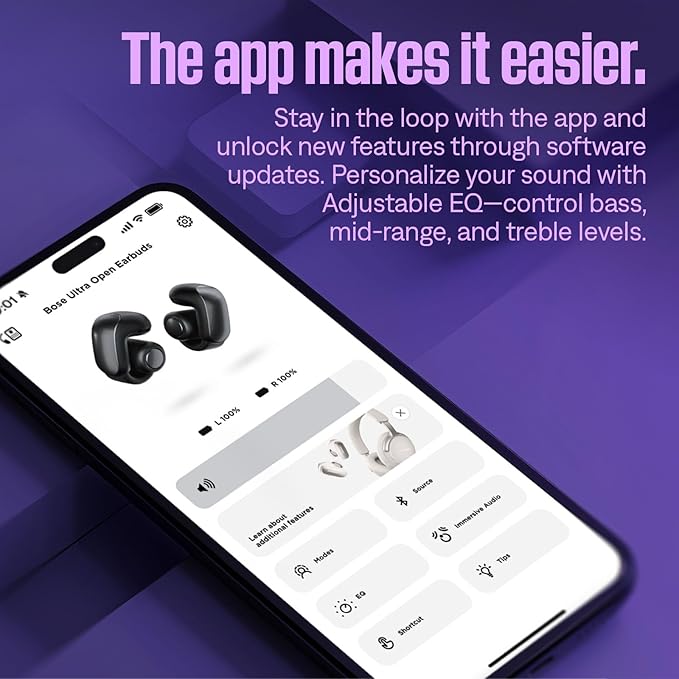 Bose Ultra Open Bluetooth Earbuds, True Wireless Earbuds with OpenAudio for Awareness, Clip On Design for Comfort, Immersive Audio, Up to 48 Hrs of Playtime, Chilled Lilac - Limited Edition Color