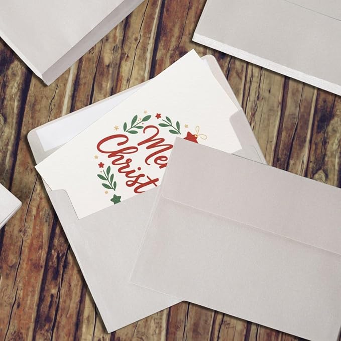 Keketer A7 Metallic Silver 5x7 Envelopes 50 Pack Self - Seal, for 5x7 Cards, Weddings, Invitations, Baby Shower 5.25 x 7.25 Inches