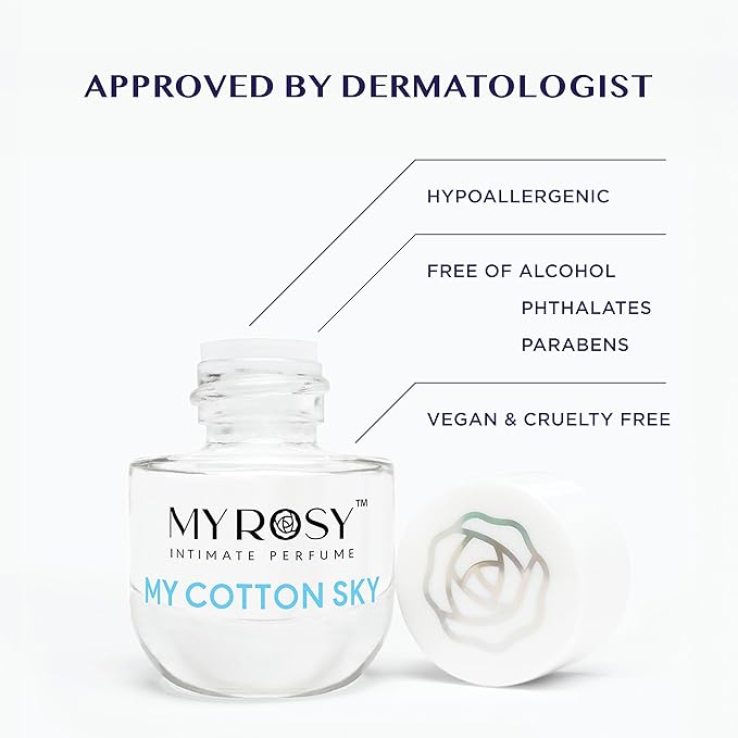 My Cotton Sky Deodorizing Perfume Oil for Women- Dermatologist Approved- Intimate Fragrance- Hypoallergenic, Long Lasting, Alcohol & Paraben-Free, Odor Control, Fragrance Oil for Feminine Area