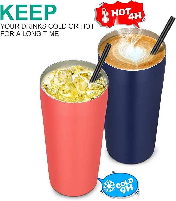 VEGOND 20oz Tumbler Bulk with Lid and Straw 12 Pack, Stainless Steel Vacuum Insulated Tumbler, Double Wall Coffee Cup Travel Mug, Navy Blue