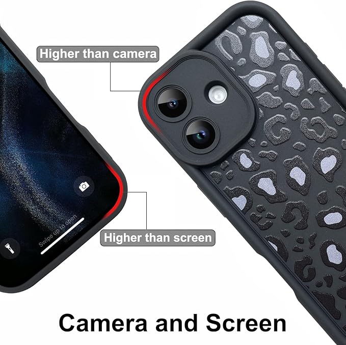 KANGHAR Case Compatible with iPhone 17 Leopard Printed Pattern Cute Cheetah Phone Case Soft TPU Shockproof Protective Cover Designed for iPhone 17 6.3 Inch Black