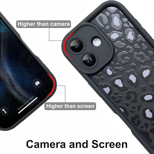 KANGHAR Case Compatible with iPhone 17 Leopard Printed Pattern Cute Cheetah Phone Case Soft TPU Shockproof Protective Cover Designed for iPhone 17 6.3 Inch Black