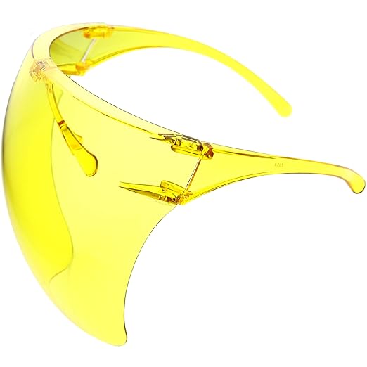 zeroUV - Protective Face Shield Full Cover Visor Glasses/Sunglasses (Anti-Fog/Blue Light Filter) (Yellow)