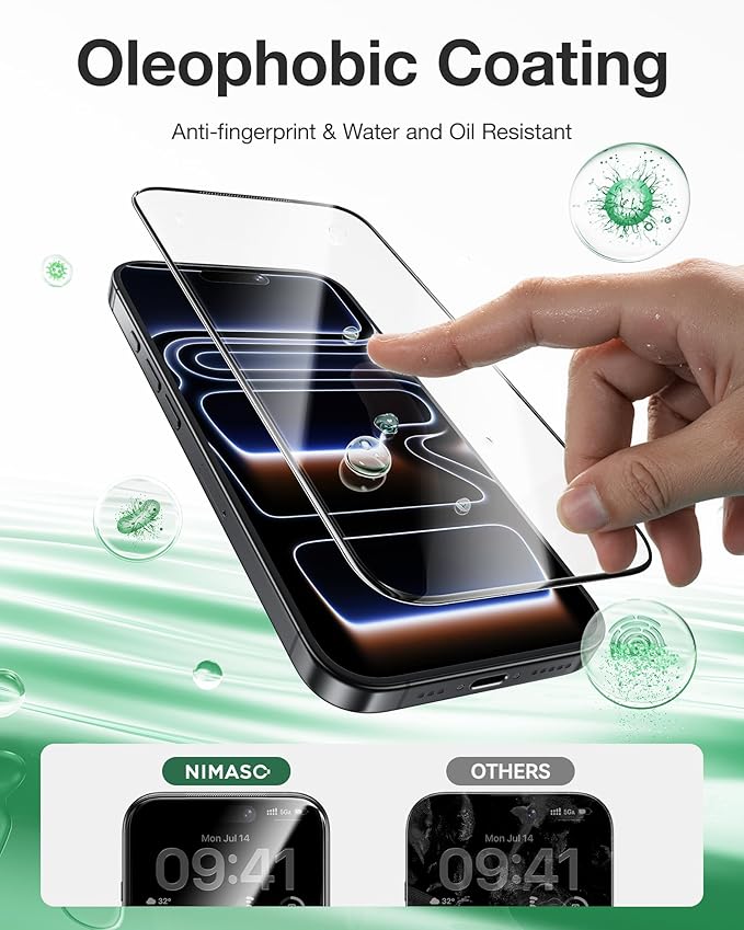 NIMASO for iPhone 17 Pro Screen Protector Full Coverage 6.3-Inch, No Bubbles No Dust, 3D Curved Edges 9H Hardness Tempered Glass, Military Grade Shatterproof, Anti-Scratch, with Roller,1 Pack
