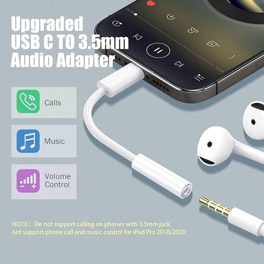 USB C to 3.5mm Female Headphone Jack Adapter, USB C to Aux Audio Dongle Cable Cord Compatible with iPhone 16/15 Pro Max 16/15 Pro 16/15, Samsung Galaxy S24/S23/S22/S21 Ultra, iPad Pro, Pixel 8 …