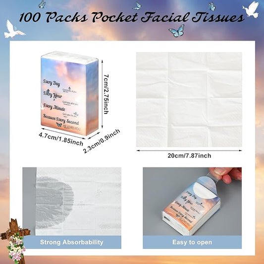 Ctosree 50 Pack Bible Verse Pocket Tissues Christian Travel Packs Bulk 500 Sheet Religious Scripture Small Individual Tissues Pocket Packs 3 Ply Mini Travel Size Religious Party Favors