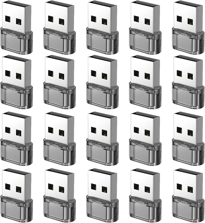 20 Packs USB-A to USB-C Adapter, USBC Female to A Male OTG Charger, USB to USBC Converter for iPhone 15 Plus Pro Max/Apple Watch Ultra iWatch/AirPods/iPad Air/Car/Galaxy S24 S23 S22 Ultra