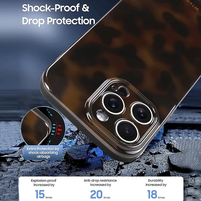Phone Case for iPhone 14 Pro Max Cute Stylish Leopard Aesthetic Tortoise Amber Design Slim Shockproof Translucent Matte Brown Clear Case for iPhone 14 Pro Max, Deep Tortoise Print