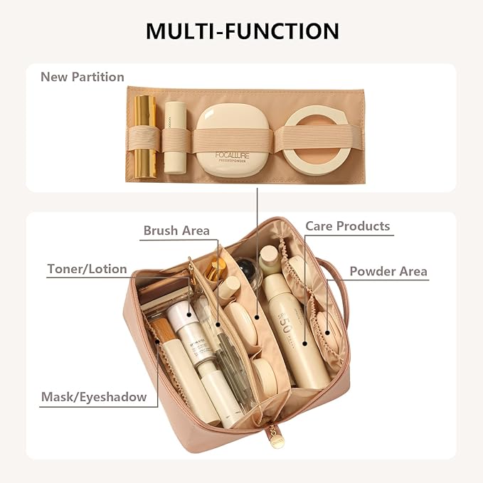 Travel Makeup Bag Toiletry Bag for Women Large Cosmetic Travel Bag Makeup Storage Box Skincare Organizer Vanity Organizer Bag Multi-Function Makeup Organizer with Compartments Travel essentials