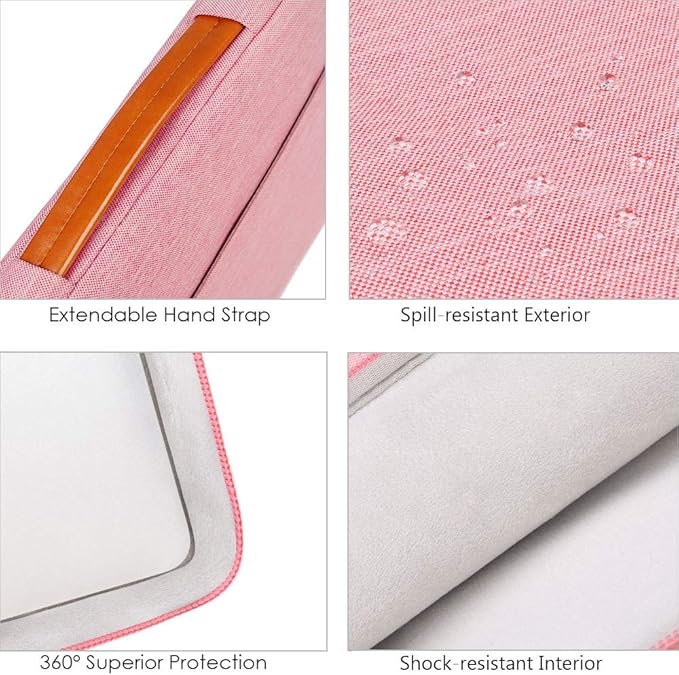 Lacdo 360° Protective 15-15.6 Inch Laptop Sleeve Case for Acer HP Lenovo Dell ASUS Laptop, Acer Aspire 15, HP Pavilion 15, Dell Inspiron 15, Lenovo IdeaPad 15, ASUS ZenBook 15 Computer Bag, Peach