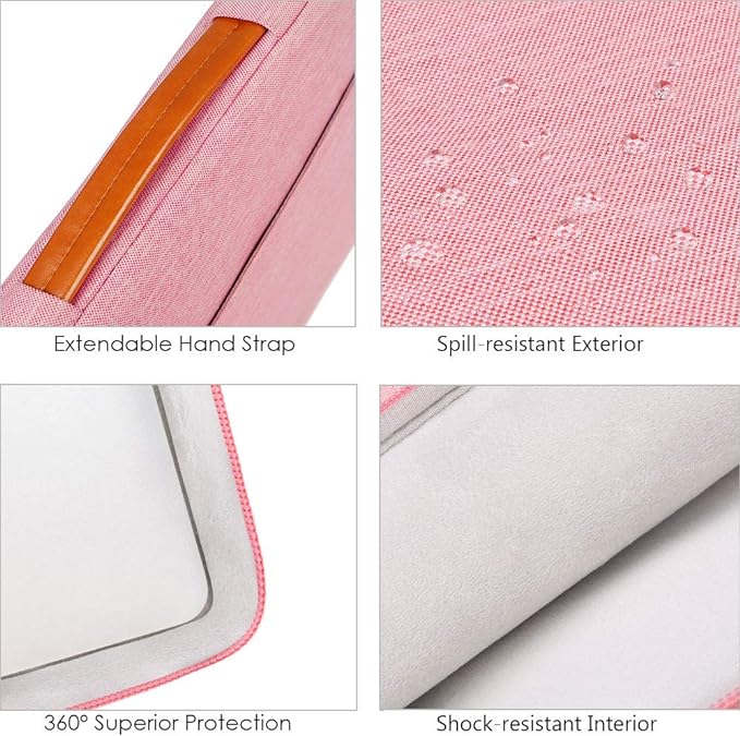 Lacdo 360° Protective Laptop Sleeve Case for 16 inch New MacBook Pro M4/M3/M2/M1 Pro/Max A3403 A3186 A2991 A2780 A2485 A2141 2024-2019, 15 inch Surface Laptop 7th Copilot+PC/6/5/4/3 Computer Bag,Peach