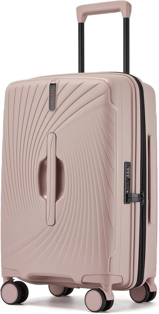 20 Inch Expandable Carry on Luggage, Hardside Lightweight Spinner Suitcase TSA Lock, 22x14x9 Airline Approved Hard Shell Expandable Travel Luggage with 20% More Capacity (Pink, 20 Inch)