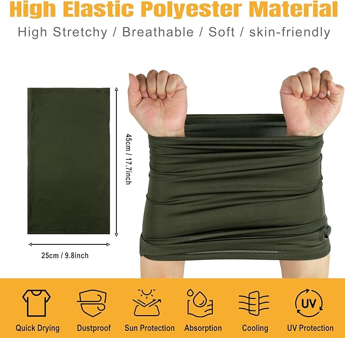 HONGTEYA 6 Pack Neck Gaiter Face Mask: Breathable Windproof Face Cover Balaclava High Elastic Earloop Bandana for Men Women