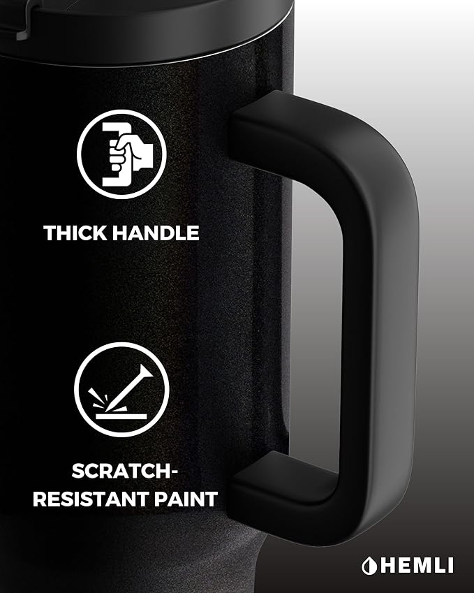 40 Oz Tumbler with Handle and Straw, Insulated Tumbler with Leakproof 2-in-1 Lid and Straw, Reusable and Portable Water and Coffee Stainless Steel Travel Mug, Vacuum Insulated