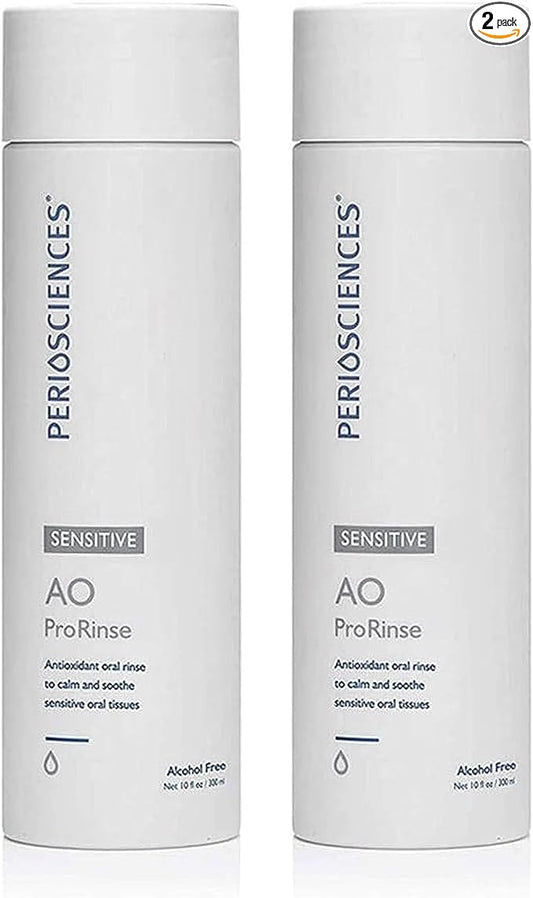 PerioSciences AO ProRinse Sensitive Teeth Mouthwash with Essential Oils and Antioxidants - Alcohol Free Mouthwash for Extreme Oral Sensations, 10 fl oz/300ml Pack of 2