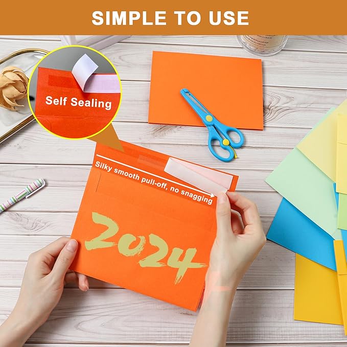 100 Packs 10 Assorted Colors Blank Cards and Envelopes 4.25 x 5.5 Heavyweight Folded Cardstock and A2 Envelopes Self Seal for Invitations, Wedding, DIY Greeting Cards, Thank You Cards